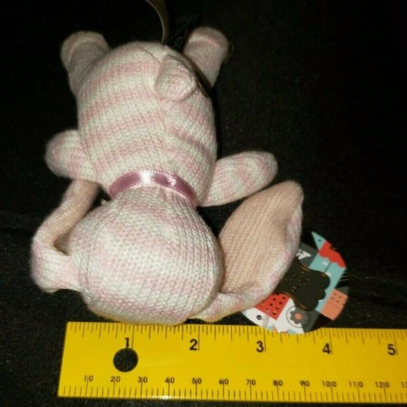 Lovey Plush Bunny Rabbit FAO Schwarz Pink & White Small Stuffed Animal Toy 4" - Picture 7 of 8